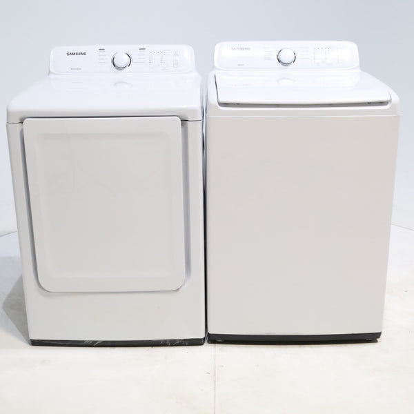 Samsung 4.5 cu. ft. Top Load Washing Machine with VRT Plus Technology and Gas Dryer With MoistureSensor Drying - Scratch & Dent - Minor