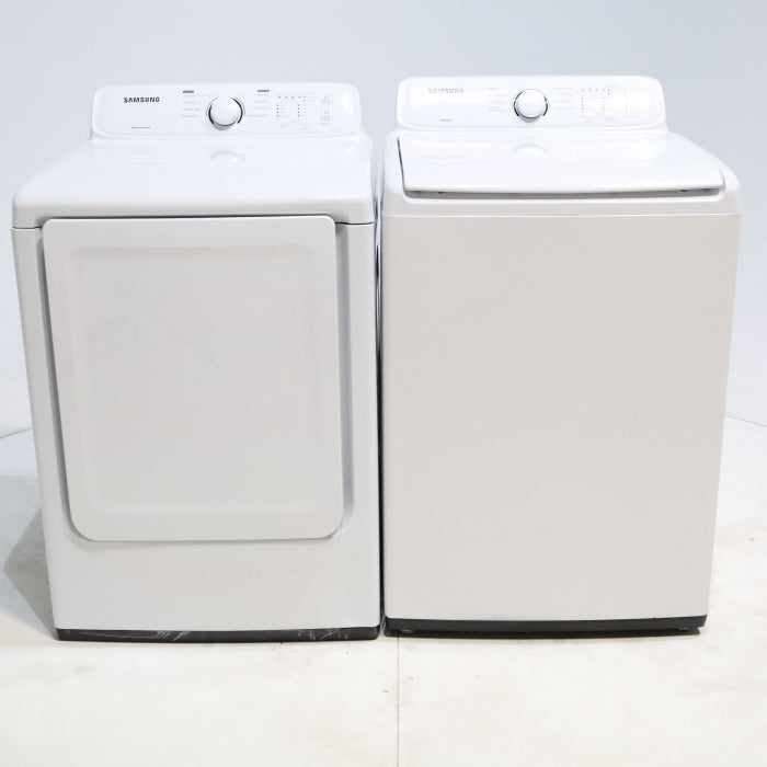 Samsung 4.5 cu. ft. Top Load Washing Machine with VRT Plus Technology and Gas Dryer With MoistureSensor Drying - Scratch & Dent - Minor