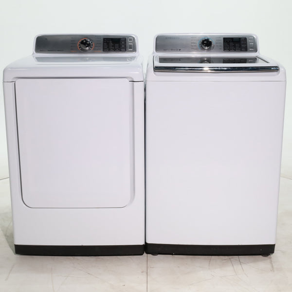ENERGY STAR Samsung 5.0 cu. ft. Top Load Washer with Smart Care and 7.4 cu. ft. Electric Dryer with Steam - Certified Refurbished
