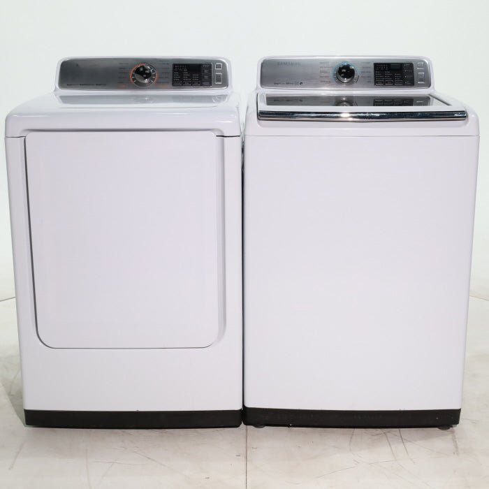 Pictures of ENERGY STAR Samsung 5.0 cu. ft. Top Load Washer with Smart Care and 7.4 cu. ft. Electric Dryer with Steam - Certified Refurbished - Neu Appliance Outlet - Discount Appliance Outlet in Austin, Tx