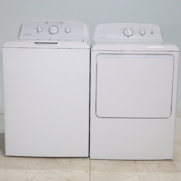 Hotpoint 3.8 cu. ft. Top Load Washing Machine with Stainless Steel Basket and 6.2 cu. ft. Gas Dryer with 120 ft. Venting Capability - Scratch & Dent - Minor
