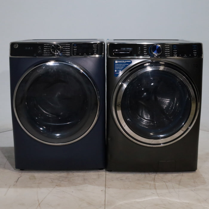 Pictures of Carbon Graphite ENERGY STAR GE 5.3 cu. ft. Frontload Washer with Steam and Sapphire Blue 7.8 cu. ft. Smart Front Load Electric Dryer with PowerSteam - Scratch & Dent - Moderate - Neu Appliance Outlet - Discount Appliance Outlet in Austin, Tx