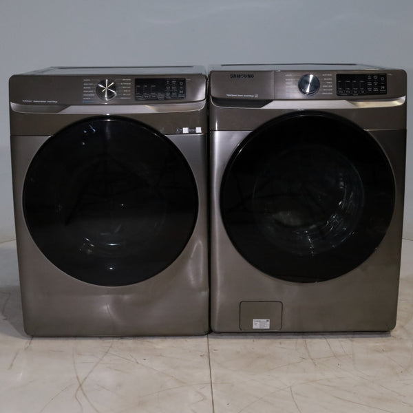Platinum ENERGY STAR Samsung 4.5 cu. ft. Front Load Washer with WiFi Connectivity and Platinum Samsung 7.5 cu. ft. Front Load Electric Dryer with Steam - Scratch and Dent - Minor