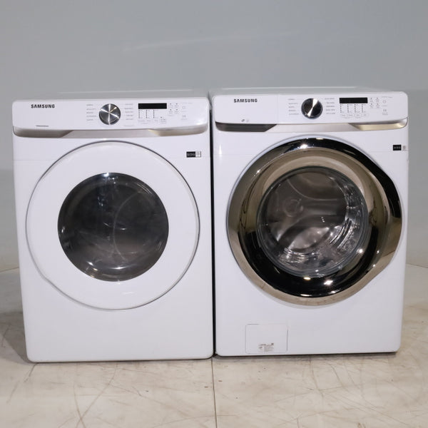 ENERGY STAR Samsung 4.5 cu. ft. Front Load Washer with Vibration Reduction and Samsung 7.5 cu. ft. Front Load Gas with Sensor Dry and Interior Drum Light- Scratch & Dent - Minor