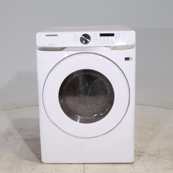White Samsung 7.5 cu. ft. Front Load Electric Dryer with Smart Care - Scratch and Dent - Minor