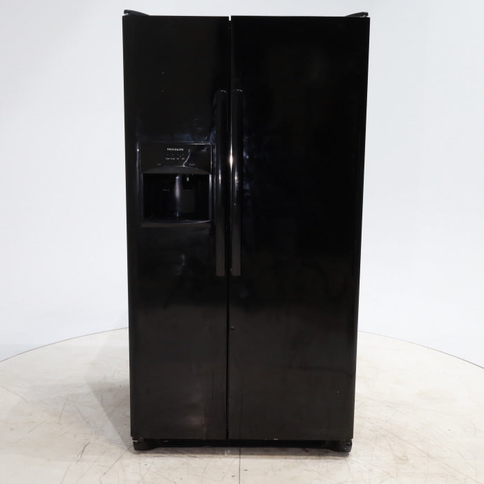 Ebony Black Frigidaire 25.5 cu. ft. Side by Side Refrigerator with Exterior Ice and Water Dispenser - Certified Refurbished