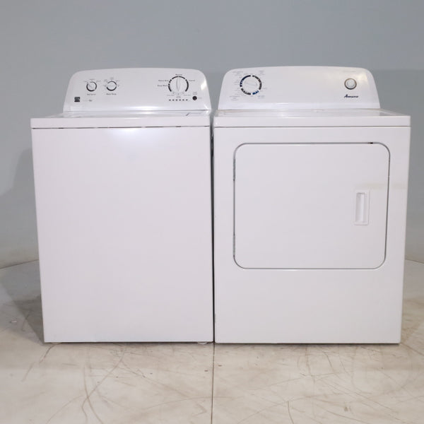 HE Kenmore 3.3 cu ft Top Load Washer with Center Agitator and Amana 6.5 cu. ft. Electric Dryer with Automatic Cycles - Certified Refurbished