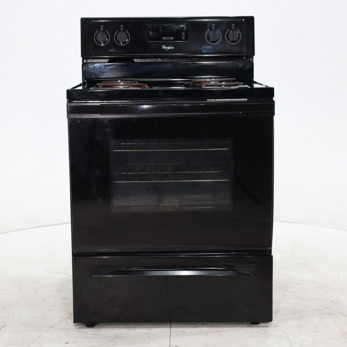 Counter Depth Black Whirlpool 4.8 cu. ft. Freestanding 4 Heating Element Electric Range with Digital Display - Certified Refurbished