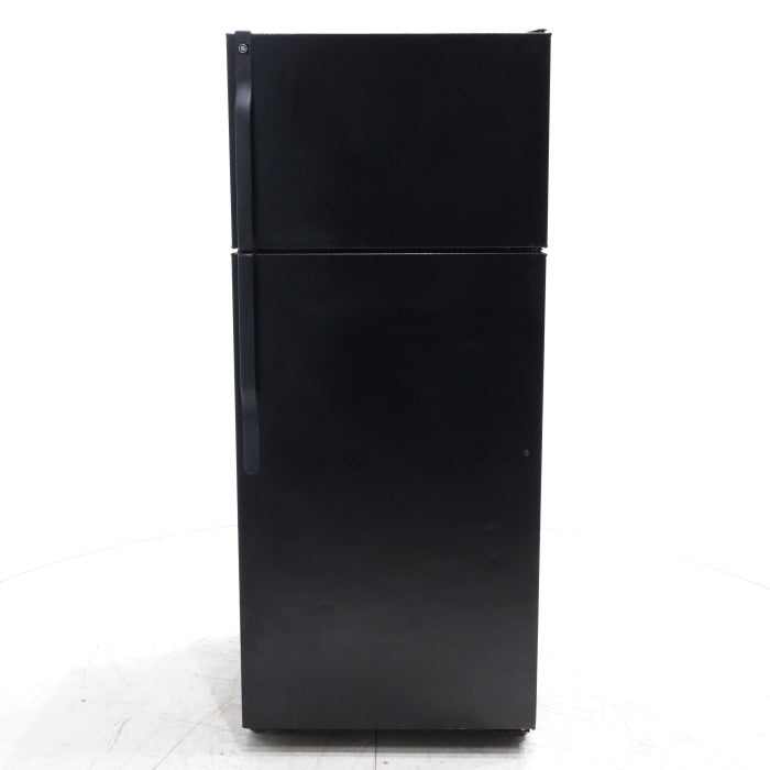 28" Wide GE Black ENERGY STAR 18.1 Cu. Ft. Top-Freezer Refrigerator with Large Door Storage - Certified Refurbished