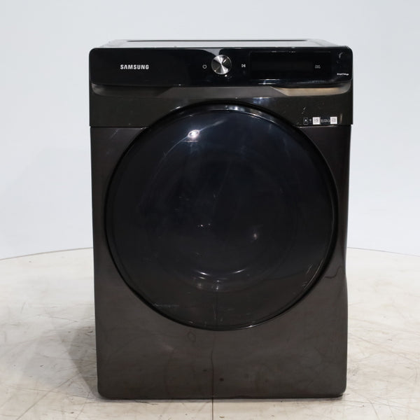 Samsung Brushed Black 7.5 cu. ft. Smart Dial Electric Steam Dryer with Super Speed Dry - Scratch & Dent - Major