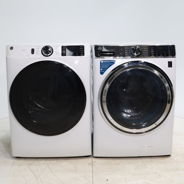GE ENERGY STAR 5.0 cu. ft. Capacity Smart Front Load Steam Washer with SmartDispense  and GE ENERGY STAR 7.8 cu. ft. Capacity Smart Front Load Electric Dryer with Sanitize Cycle - Scratch and Dent - Moderate / Minor