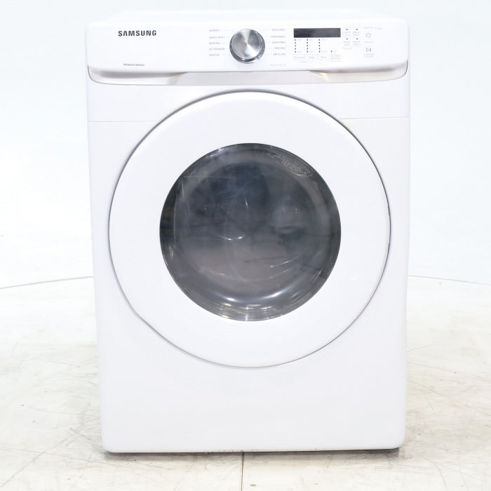 White Samsung 7.5 cu. ft. Front Load Electric Dryer with Smart Care - Scratch and Dent - Major