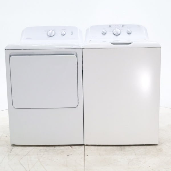 Hotpoint 3.8 cu. ft. Top Load Washing Machine with Stainless Steel Basket and Hotpoint® 6.2 cu. ft. Capacity aluminized alloy Electric Dryer with Auto Dry - Scratch and Dent - Minor / Minor