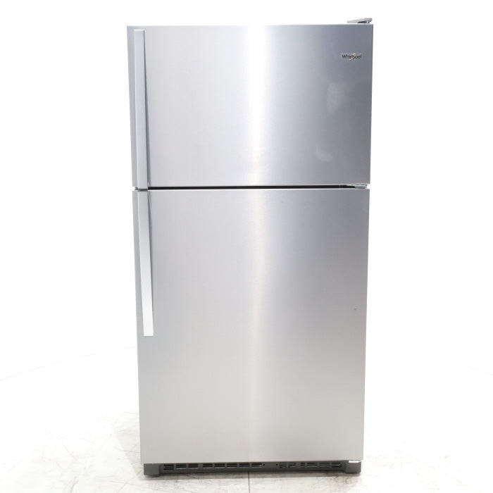 33" Wide Fingerprint-Resistant Stainless Steel Whirlpool 20.5 cu. ft. Top Freezer Refrigerator with Flexi-Slide Bin - Scratch & Dent - Minor
