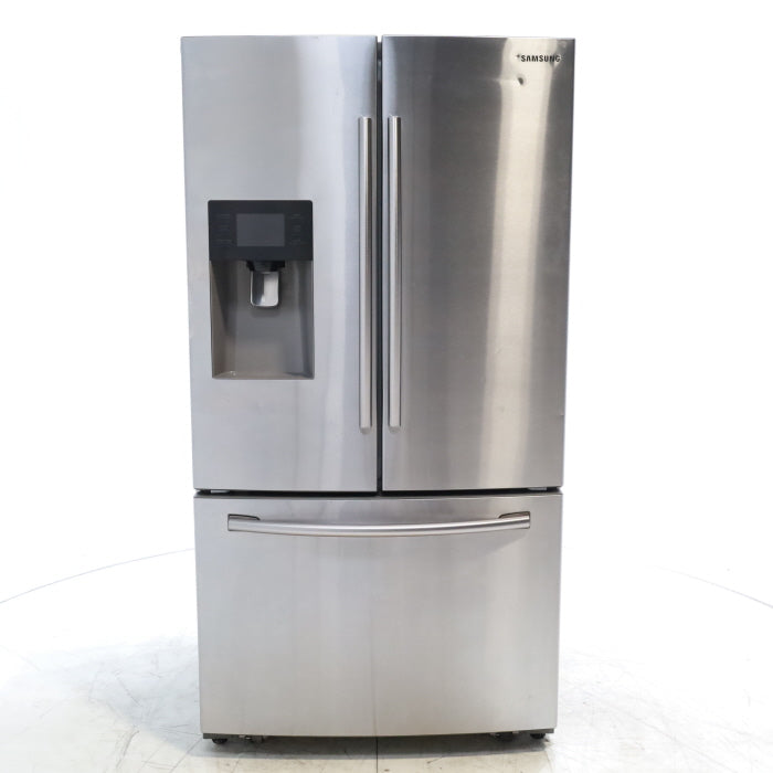 Stainless Steel ENERGY STAR Samsung 24.6 cu. ft. 3 Door French Door Refrigerator with External Water and Ice Dispenser - Certified Refurbished