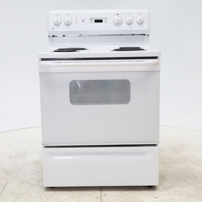 White GE® 30" Free-Standing Electric Range with 4 Coil Top Burners - Certified Refurbished