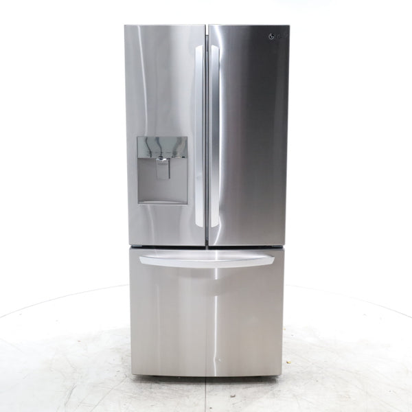 30" Wide Stainless Steel ENERGY STAR LG 21.8 cu. ft. French Door 3 Door Refrigerator with Exterior Water Dispenser - Scratch & Dent - Minor