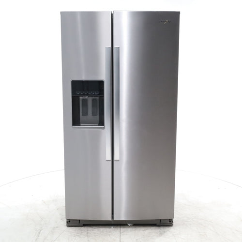 Pictures of Counter Depth Fingerprint-Resistant Stainless Steel Whirlpool 20.6 cu. ft. Side by Side Refrigerator In Door Ice and Water Dispenser - Scratch & Dent - Minor - Neu Appliance Outlet - Discount Appliance Outlet in Austin, Tx