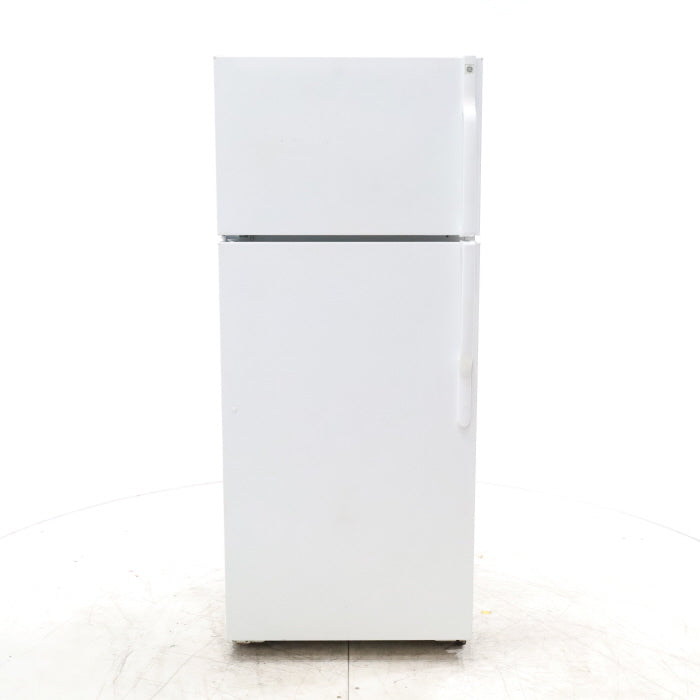 Ge 18.2 cu ft White Top Freezer Refrigerator with Ice Maker - Certified Refurbished