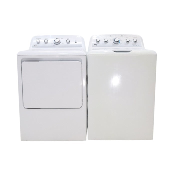 GE. 4.2 cu. ft. Top Load ENERGY STAR Washing Machine with Stain Removal Guide and GE 7.2 cu. ft. Electric Dryer with Aluminized Alloy Drum - Scratch & Dent - Minor