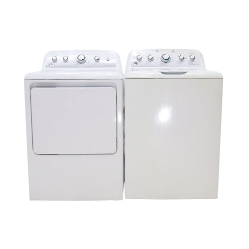 Pictures of GE. 4.2 cu. ft. Top Load ENERGY STAR Washing Machine with Stain Removal Guide and GE 7.2 cu. ft. Electric Dryer with Aluminized Alloy Drum - Scratch & Dent - Minor - Neu Appliance Outlet - Discount Appliance Outlet in Austin, Tx