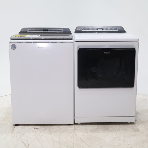 ENERGY STAR Whirlpool 5.2 - 5.3 cu. ft. Smart Top Load Washing Machine with 2 in 1 Removable Agitator and 7.4 cu. ft. Electric Dryer with Hamper Door - Scratch & Dent - Minor