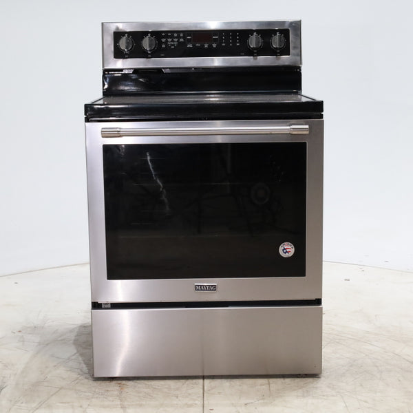 Fingerprint-Resistant Stainless Steel Maytag 6.4 cu. ft. Freestanding 5 Heating Elements Smooth Cooktop Electric Range with Convection - Certified Refurbished