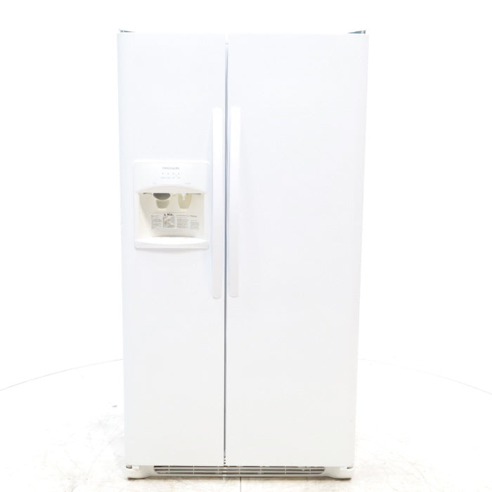 Pictures of Pearl White Frigidaire 25.5 cu. ft. Side by Side Refrigerator with Exterior Ice and Water Dispenser - Certified Refurbished - Neu Appliance Outlet - Discount Appliance Outlet in Austin, Tx