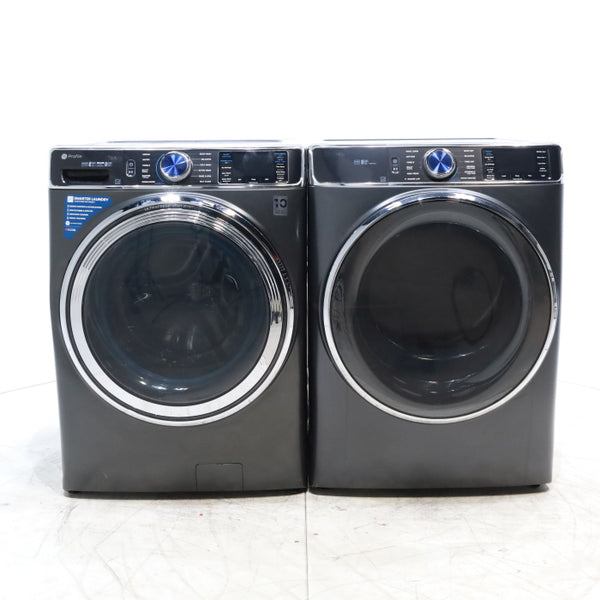 GE Profile 5.3 cu. ft. Smart Front Load Washer in Carbon Graphite with OdorBlock UltraFresh Vent System and Carbon Graphite ENERGY STAR GE 7.8 cu. ft. Front Load Gas Dryer with Power Steam- Scratch & Dent - Minor