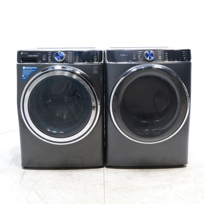 Pictures of GE Profile 5.3 cu. ft. Smart Front Load Washer in Carbon Graphite with OdorBlock UltraFresh Vent System and Carbon Graphite ENERGY STAR GE 7.8 cu. ft. Front Load Gas Dryer with Power Steam- Scratch & Dent - Minor - Neu Appliance Outlet - Discount Appliance Outlet in Austin, Tx