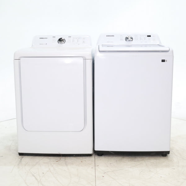 Samsung 4.5 cu. ft. Top Load Washer With Vibration Reduction Technology and Samsung 7.2 cu. ft. Gas Dryer with Stainless Drum - Scratch & Dent - Minor
