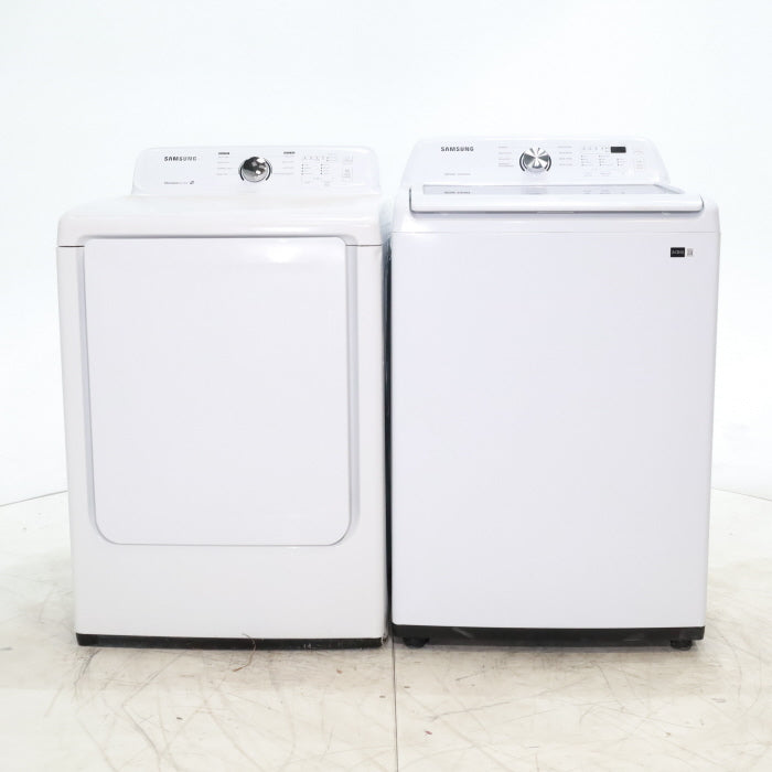 Samsung 4.5 cu. ft. Top Load Washer With Vibration Reduction Technology and Samsung 7.2 cu. ft. Gas Dryer with Stainless Drum - Scratch & Dent - Minor
