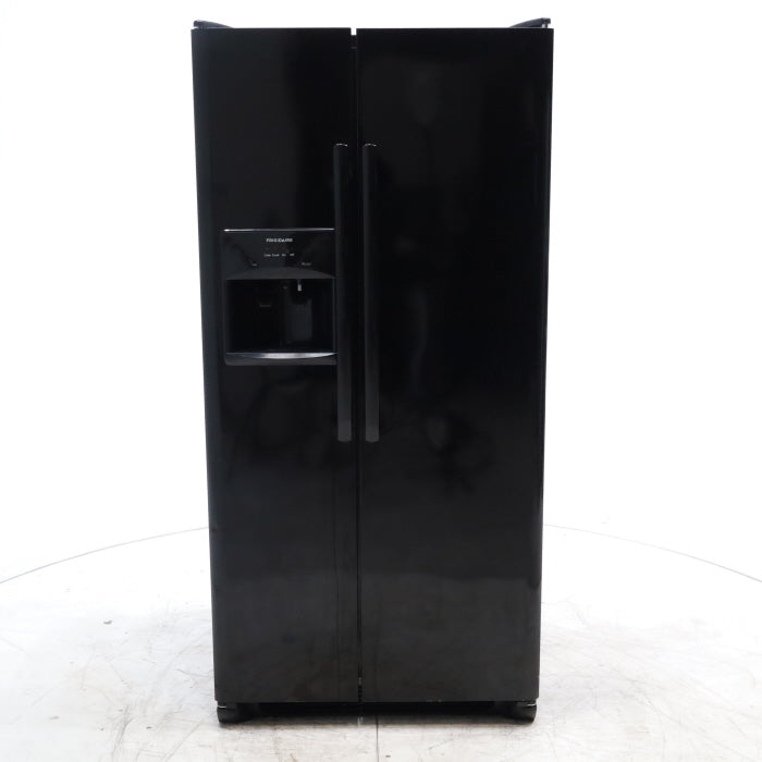 33" Wide Ebony Black Frigidaire 22.1 cu. ft. Side by Side Refrigerator with External Ice and Water Dispenser - Certified Refurbished