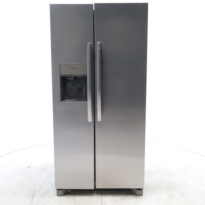 Pictures of 33" Wide Stainless Steel Frigidaire 22.3 cu. ft. ENERGY STAR Side by Side Refrigerator with Exterior Water and Ice Dispenser - Scratch & Dent - Minor - Neu Appliance Outlet - Discount Appliance Outlet in Austin, Tx