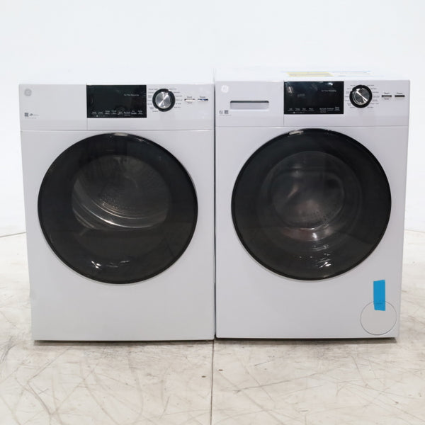 Compact 24 in. Wide GE ENERGY STAR 2.4 cu. ft. Front Load Steam Washing Machine with 1400 RPM Spin Speed and Frontload Vented WiFi Capable ENERGY STAR 4.3 cu. ft. Electric Dryer with Stainless Steel Basket - Scratch & Dent - Minor