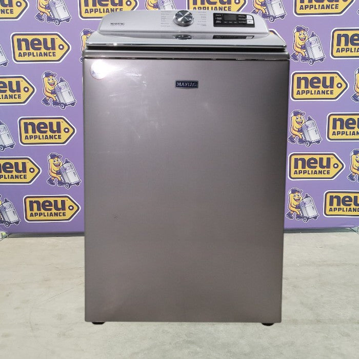 Pictures of Maytag Metallic Slate 5.3 cu. ft. Smart Capable ENERGY STAR Top Load Washing Machine with Extra Power MVW7232HC - Open Box and Maytag Metallic Slate Electric 7.4 Cu. Ft. Dryer with Extra Power MED7230HC - New in Box - Neu Appliance Outlet - Discount Appliance Outlet in Austin, Tx