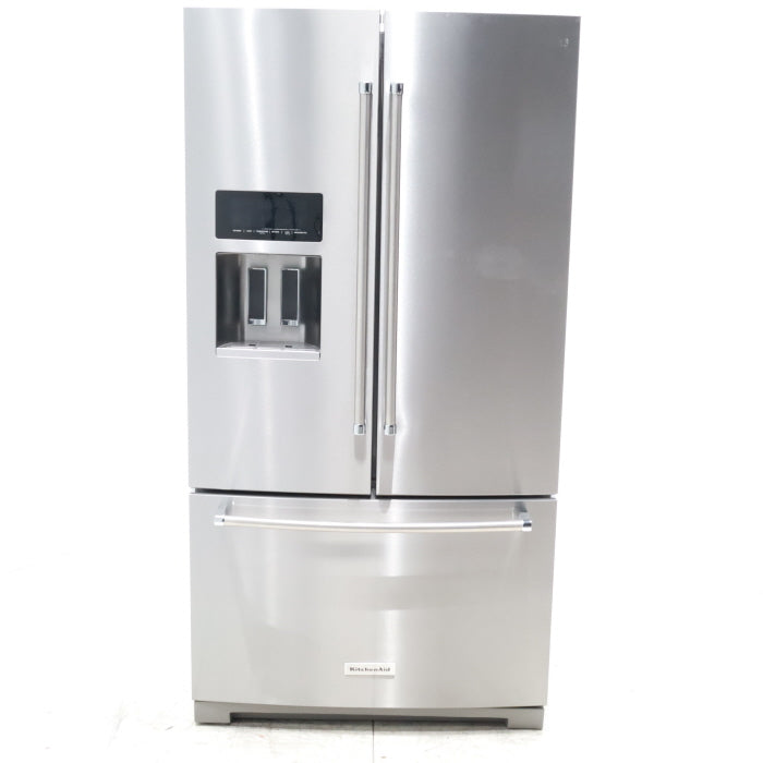 Kitchenaid 26.8 cu ft Standard Depth French Door Refrigerator with Exterior Ice and Water Dispenser - Scratch & Dent - Minor