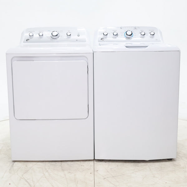 ENERGY STAR GE 4.6 cu. ft. Top Load Washing Machine with Stainless Steel Basket and 7.2 cu. ft. Electric Dryer with HE Sensor Dry - Scratch & Dent - Minor