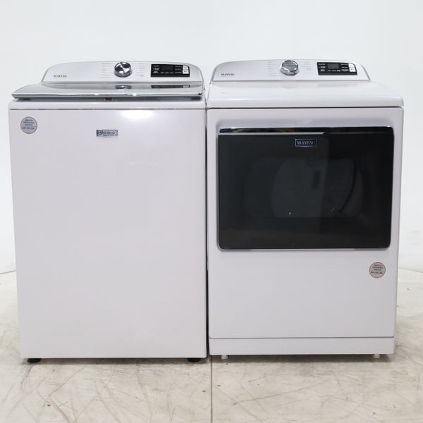 Maytag 5.3 cu. ft. Smart Capable ENERGY STAR Top Load Washing Machine with Extra Power Button and  ENERGY STAR Smart Capable 7.4 cu. ft. Electric Steam Dryer with Extra Power Button - Scratch & Dent - Minor