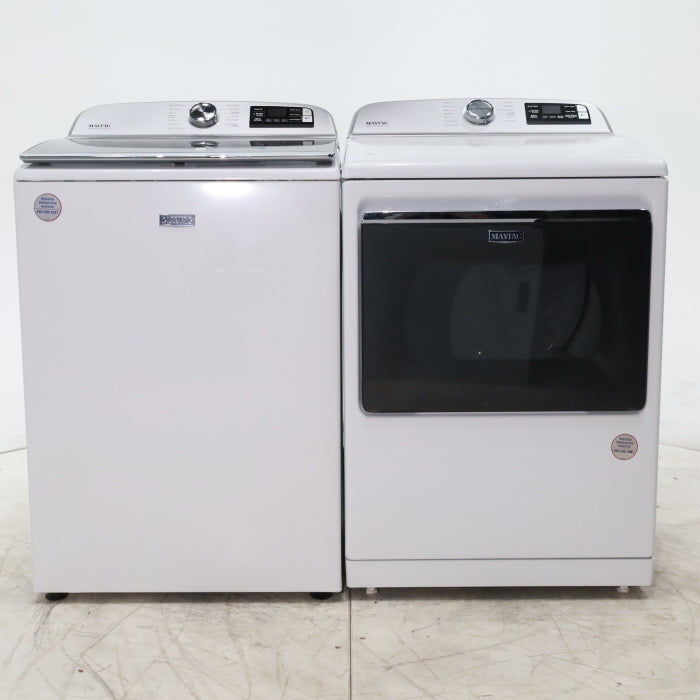 Maytag 5.3 cu. ft. Smart Capable ENERGY STAR Top Load Washing Machine with Extra Power Button and  ENERGY STAR Smart Capable 7.4 cu. ft. Electric Steam Dryer with Extra Power Button - Scratch & Dent - Minor