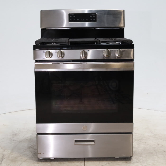 Stainless Steel GE 5.0 cu. ft. Freestanding 5 Burner Gas Range with Cast-Iron Grates - Scratch & Dent - Minor