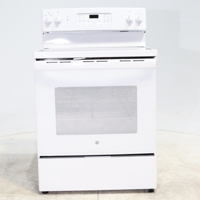 White GE 5.3 cu. ft. 4 Element Freestanding Electric Range with Dual Element Baking - Scratch & Dent - Minor