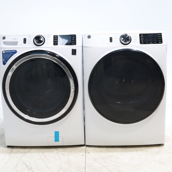GE ENERGY STAR 4.8 cu. ft. Capacity Smart Front Load  Washer with UltraFresh Vent System with OdorBlock  and GE ENERGY STAR 7.8 cu. ft. Capacity Smart Front Load Electric Dryer with Steam and Sanitize Cycle - Scratch and Dent - Minor | Moderate