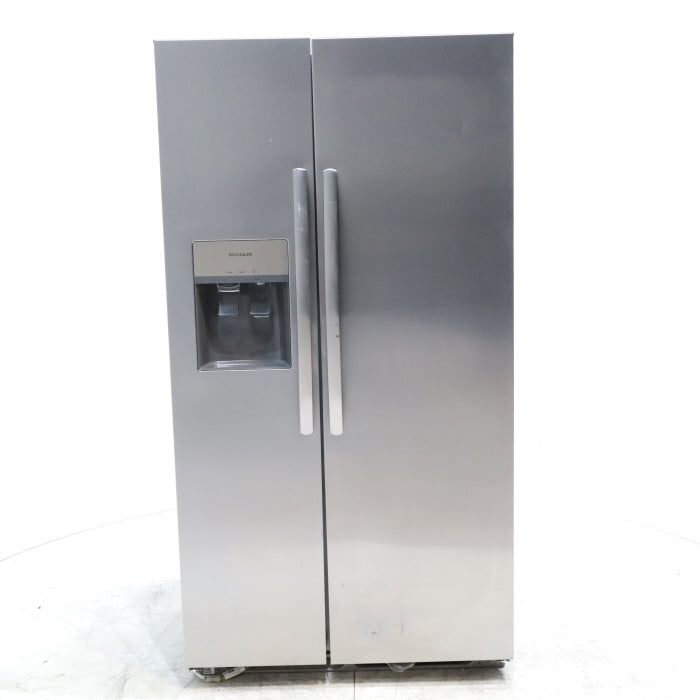 Stainless Steel ENERGY STAR Frigidaire 25.6 cu. ft. Side by Side Refrigerator with Exterior Water and Ice Dispenser - Scratch & Dent - Moderate
