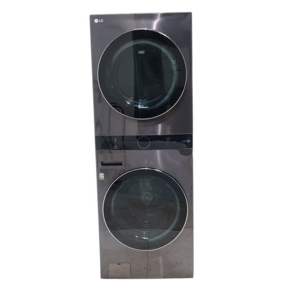 Black Steel ENERGY STAR LG WashTower Stacked Laundry Center with 4.5 cu. ft. Washer and 7.4 cu. ft. Electric Dryer with Smart ThinQ Technology - Scratch & Dent - Minor