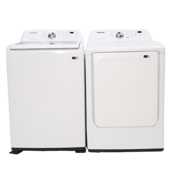 Samsung 4.5 cu. ft. Top Load Washer With Vibration Reduction Technology and ENERGY STAR Samsung 7.4 cu. ft. Electric Dryer with Smart Care Technology - Scratch & Dent - Minor