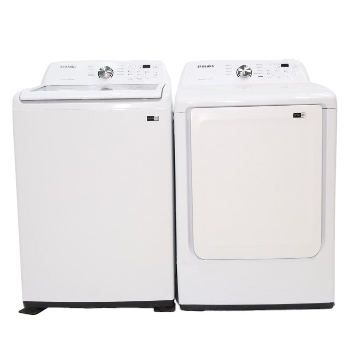 Samsung 4.5 cu. ft. Top Load Washer With Vibration Reduction Technology and ENERGY STAR Samsung 7.4 cu. ft. Electric Dryer with Smart Care Technology - Scratch & Dent - Minor