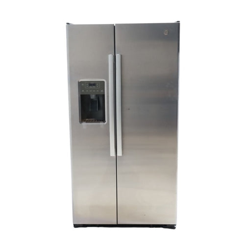 Pictures of GE Stainless Steel 21.9 Cu. Ft. Counter-Depth Side-By-Side Refrigerator with Fresh Food Multi-Level Drawers - Scratch & Dent - Moderate - Neu Appliance Outlet - Discount Appliance Outlet in Austin, Tx