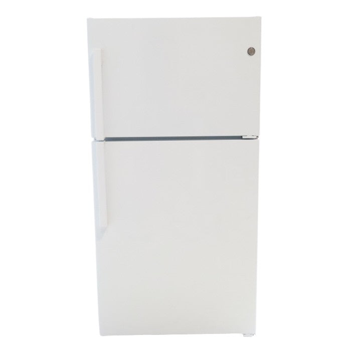 33" Wide GE® White 21.9 Cu. Ft. Garage Ready Top-Freezer Refrigerator - Scratch & Dent - Minor