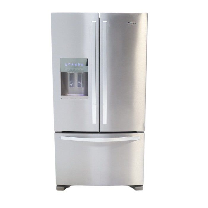 Pictures of French Door Whirlpool Fingerprint Resistant Stainless Steel ENERGY STAR 25 cu ft Refrigeraor with Thru Door Ice and Water Dispenser - Scratch & Dent - Minor - Neu Appliance Outlet - Discount Appliance Outlet in Austin, Tx